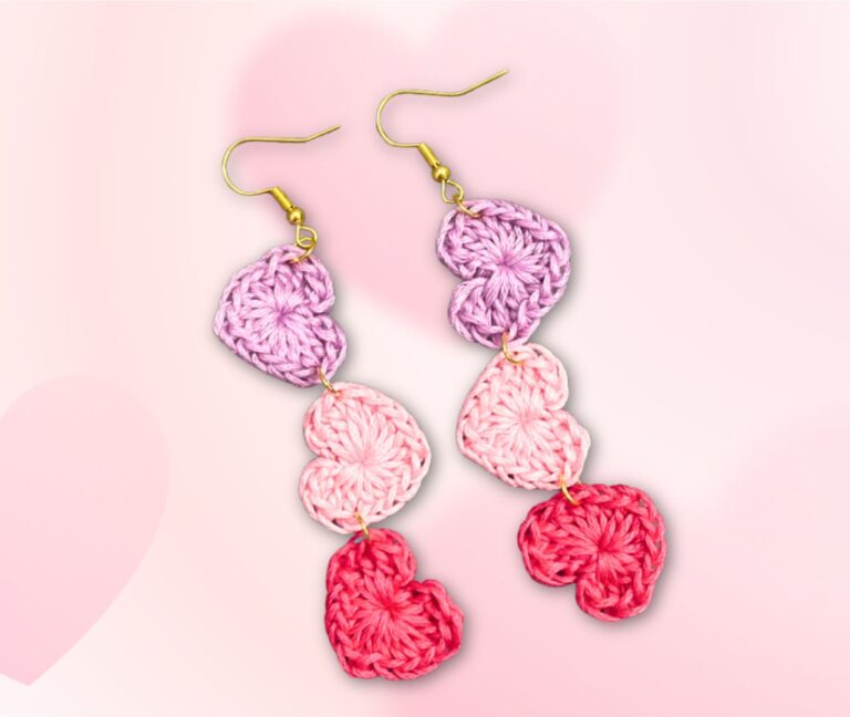Crochet Heart Earrings Pattern