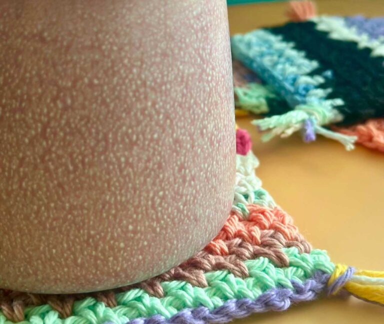 Scrappy Moss Stitch Coaster Pattern