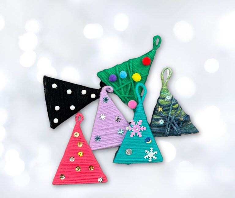 Yarn Wrapped Christmas Tree Gift Toppers